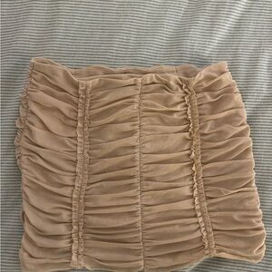 I.AM.GIA Beige Ruched Mini Skirt